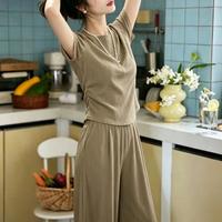 帕兰朵 春夏薄款睡衣女侧边收褶高级感简约可外穿家居服套装