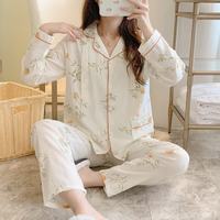ROVO 月子服孕妇睡衣套装纯棉可外穿产后哺乳衣夏季新款 浅黄色 XL