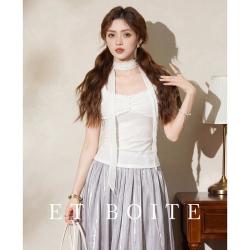 Et Boite 修身显瘦褶背心女2026夏季身无袖T恤配围脖