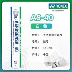YONEX 羽毛球耐打12只装yy训练球AS40鹅毛比赛用球