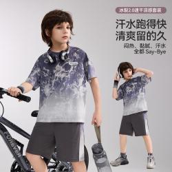 ASK junior 儿童吸湿速干套装夏中式凉感短袖T恤短裤运动两件足球服