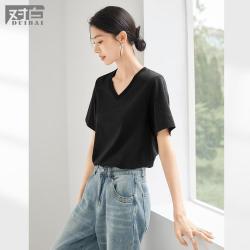 DUIBAI 气质V领正肩女式短袖T恤
