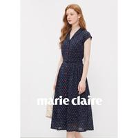 Marie Claire 简约翻领设计连衣裙夏季新款洋气休闲中长裙