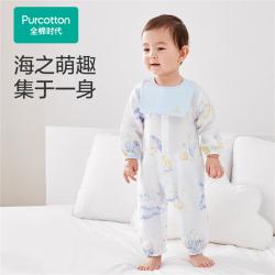全棉时代 夏季婴儿连体服透气纱布绉布爬爬服哈衣呵护宝宝健康