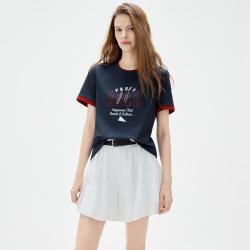 ELLE 字母印花撞色女式T恤2026年夏季新款都市学院风立体装饰流苏