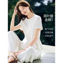 沫晗依美 MoHanYiMei 沫晗依美 女士荷叶边短袖T恤 2026夏季新款