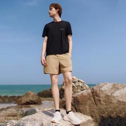 FILA 男装运动T恤男士健身日常休闲简约高弹针织短袖衫