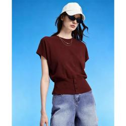 DKNY 下摆修身收腰夏季潮款短袖蝙蝠袖T恤女简约时尚百搭微弹上衣女