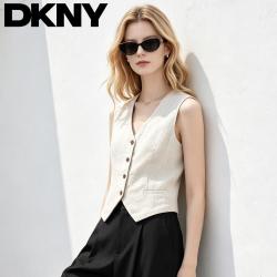 DKNY V领单排扣无袖西装休闲上衣女26新款夏