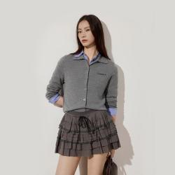 欧时力 春装 进口100%美丽诺羊毛针织外套女
