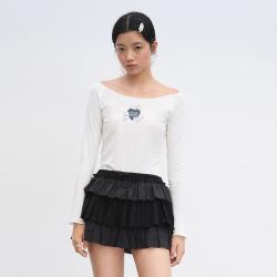 TEENIE WEENIE bearnova小熊春夏女装一字肩俏皮印花长袖T恤
