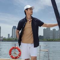 TOMMY HILFIGER TommyHilfiger夏季男易打理纯色短袖衬衫外套