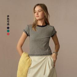 TEENIE WEENIE 小熊女装条纹T恤夏季简约休闲航海系潮流圆领学院短袖