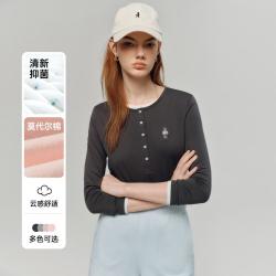 TEENIE WEENIE 抗菌 女装长袖T恤 小熊美式复古假两件打底衫