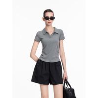 DKNY 26夏季POLO领短袖T恤女修身显瘦简约百搭上衣