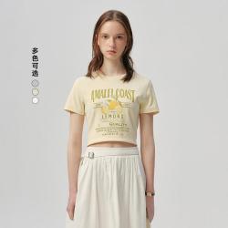 TEENIE WEENIE 小熊女装圆领T恤夏季简约时尚活力休闲运动印花短袖