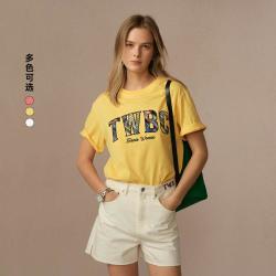 TEENIE WEENIE 小熊女装T恤夏季简约潮流休闲宽松活力字母圆领短袖