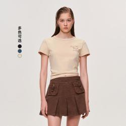 TEENIE WEENIE 小熊 女士短袖T恤 春夏季休闲舒适潮流复古基础圆领上衣