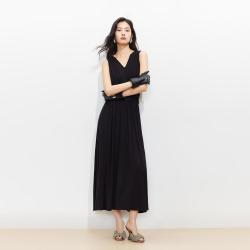 VERO MODA 罗马裙 女士连衣裙 无袖V领捏褶收腰A字长裙