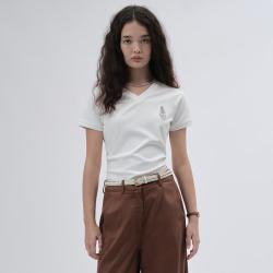 TEENIE WEENIE 小熊女装T恤夏简约休闲时尚正肩掐腰V领短袖