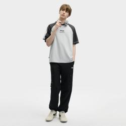 FILA 男士休闲宽松拼色插肩袖针织短袖衫