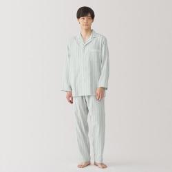 無印良品 MUJI 无印良品 男式无侧缝双层纱织睡衣长袖家居服男士棉秋季男生