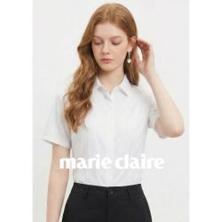 Marie Claire 女士简约通勤时尚气质短袖衬衫