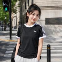 adidas 夏季透气休闲运动日常百搭休闲短袖T恤