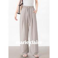Marie Claire 轻盈透气阔腿裤女夏松紧腰垂坠显瘦休闲薄款长裤