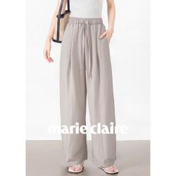Marie Claire 轻盈透气阔腿裤女夏松紧腰垂坠显瘦休闲薄款长裤