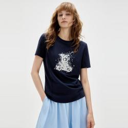 ELLE 星星刺绣设计T恤质感舒适2026年夏季新款都市休闲风小熊印花