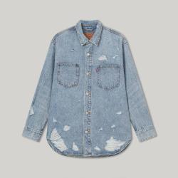 Levi's 李维斯春夏男士宽松破洞牛仔外套0017E