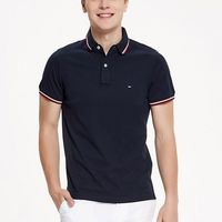 TOMMY HILFIGER 汤米男士Polo衫经典商务休闲条纹短袖透气刺绣T恤