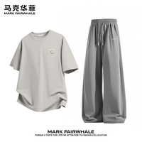 马克华菲 男士纯棉短袖+冰丝顺滑阔腿长裤  套装