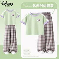 迪士尼 童装儿童夏季套装新款洋气女孩短袖衣服时尚百搭女童阔腿裤夏装