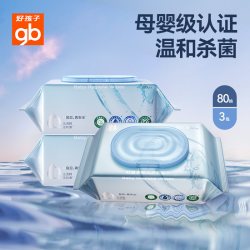 好孩子 纯水卫生湿巾婴幼儿专用无酒精杀菌湿纸巾温和0系列80抽