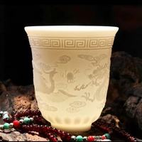 德化白瓷龙凤浮雕主人杯陶瓷品茗杯