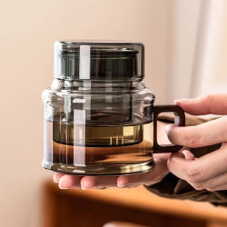 耐热玻璃杯墩墩杯三件杯茶水分离杯