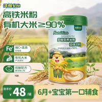 河狸贝比（HOOLIBABY）米粉婴幼儿童高铁钙多维C有机原味辅食米糊 有机高铁多维营养米粉 300g*1罐