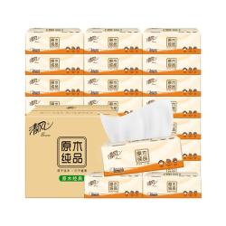 清风 抽纸原生木浆大尺寸 3层300抽*24包整箱装