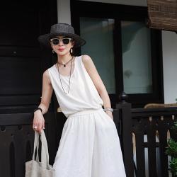 麻霖 原创夏亚麻棉混纺针织布显瘦休闲百搭清凉打底背心