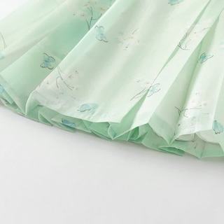 戴维贝拉 女童中国风马面裙套装 浅灰绿 130cm