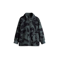 H&M 1234503 抓绒拉链开衫 深绿色/恐龙 110 大衣