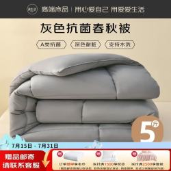 源生活 被子春秋 A类抗菌可水洗四季被 约5斤1.8米床220x240cm灰色