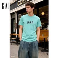 Gap 纯棉字母logo短袖T恤 霜蓝色