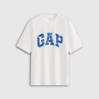 Gap 新款纯棉logo印花沙滩圆领短袖T恤 白色