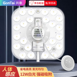 共泰 LED红外人体感应吸顶灯灯芯 12W白光 改造替换灯板磁吸灯条光源模组