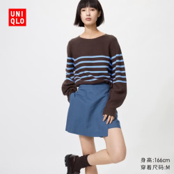 优衣库 麻混纺裙裤女装/休闲裤裤子482174 65 宝蓝色 XS