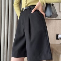 Lulu Peach 露露蜜桃 卡其色 A字阔腿五分裤 女士休闲裤