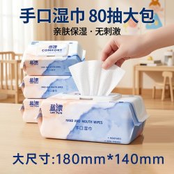 蓝漂 80抽大包湿巾宝宝婴幼儿手口可用亲肤保湿无刺激家用装湿纸巾